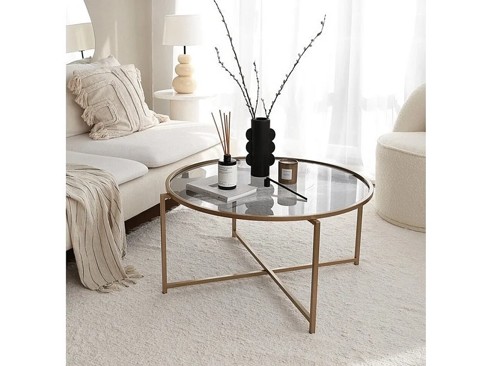 Table basse NEOSTILL 83 x 83 x 40 cm métal et verre fumé trempé