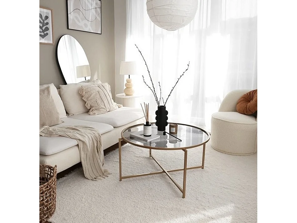 Table basse NEOSTILL 83 x 83 x 40 cm métal et verre fumé trempé