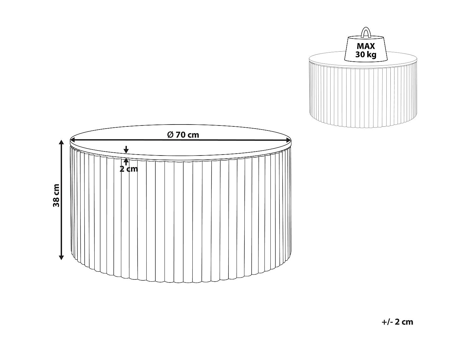Table basse KIRKWOOD Bois de manguier Noir avec rangement