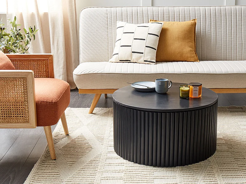 Couchtisch KIRKWOOD Mango Holz Schwarz mit Stauraum