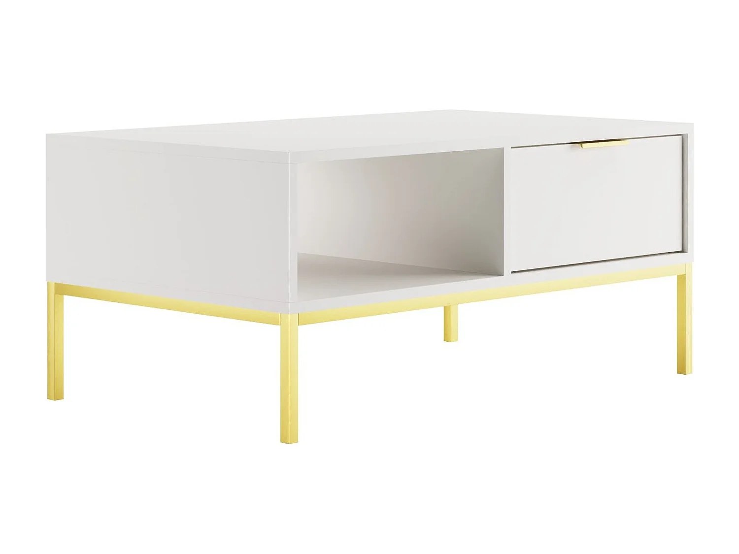 Stolik kawowy AUSTIN 80x60 biały/złoty