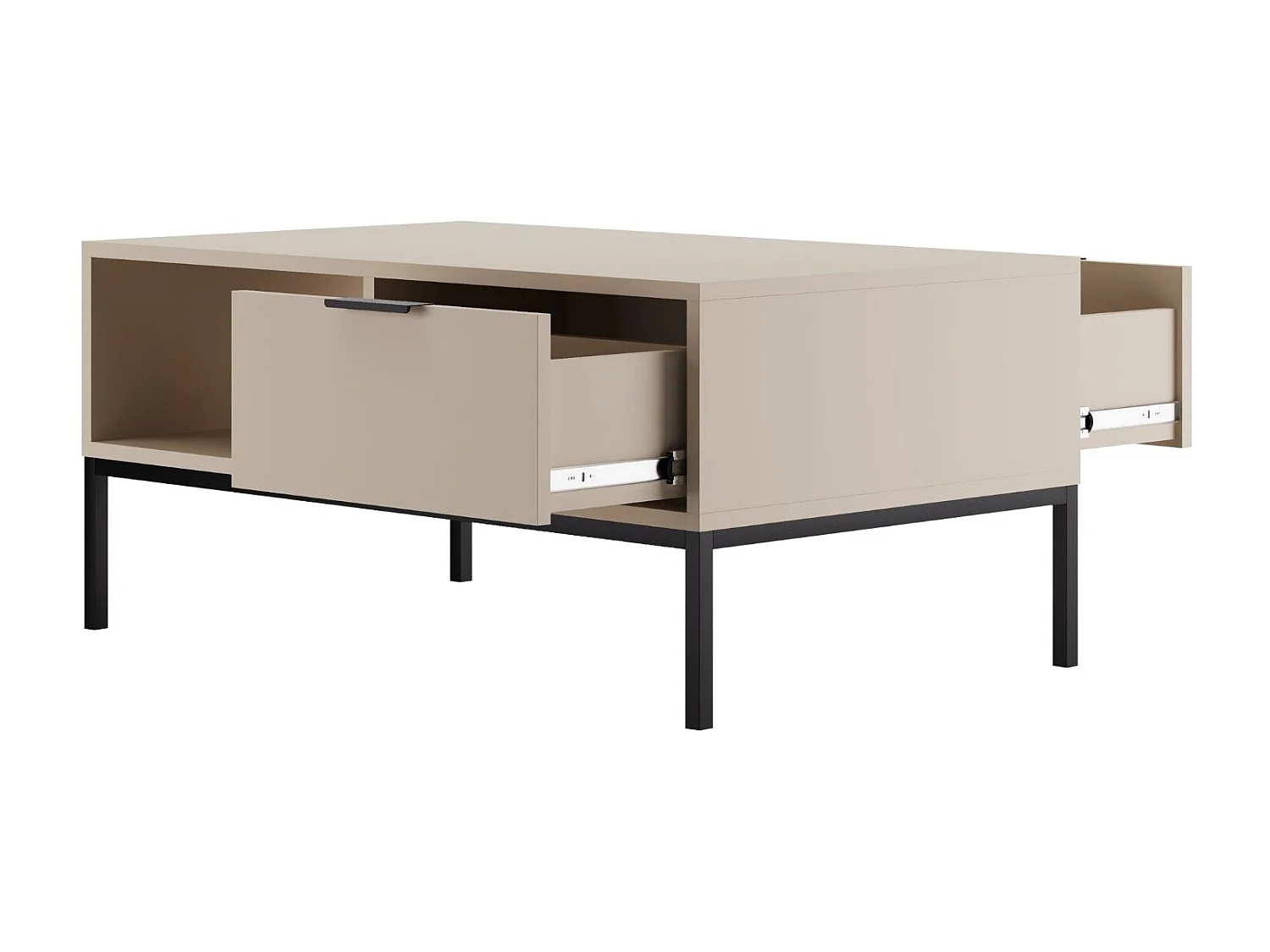 Moderne salontafel Kristina-Kleur Beige en zwart-Breedte 80cm