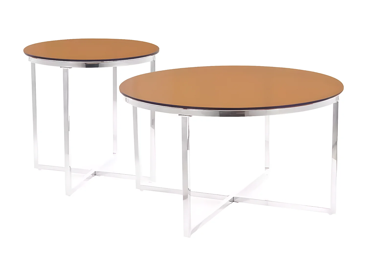 Table Basse Crystal/Verre/Marron&Argent