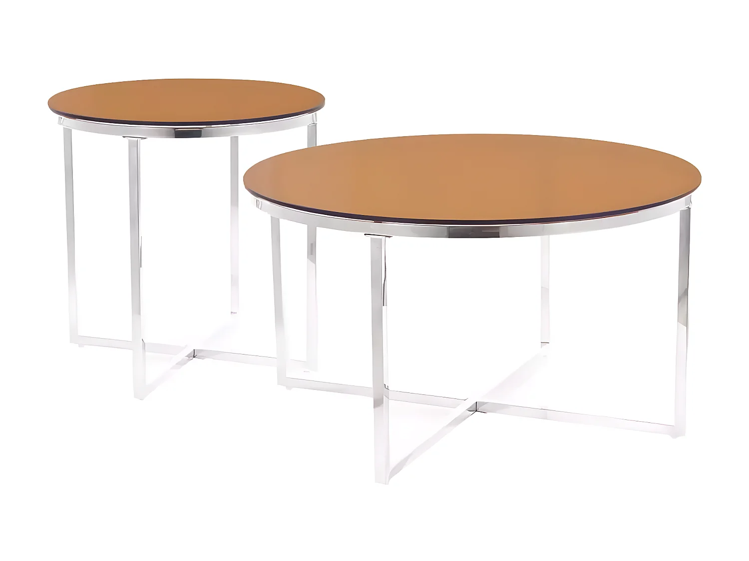 Couchtisch Escada/Glas/Braun&Silber