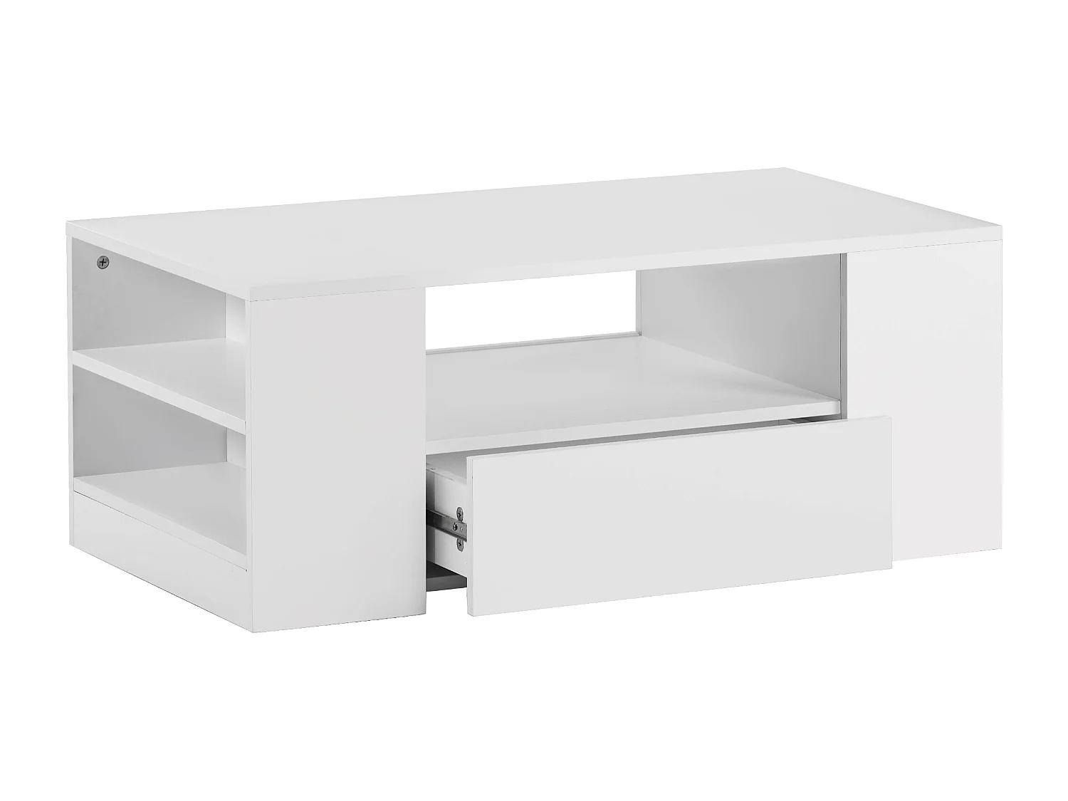 Table basse moderne meubles de salon haute brillance 2 tiroirs et 2 étagères 95 x 53 x 37 cm Duzoith