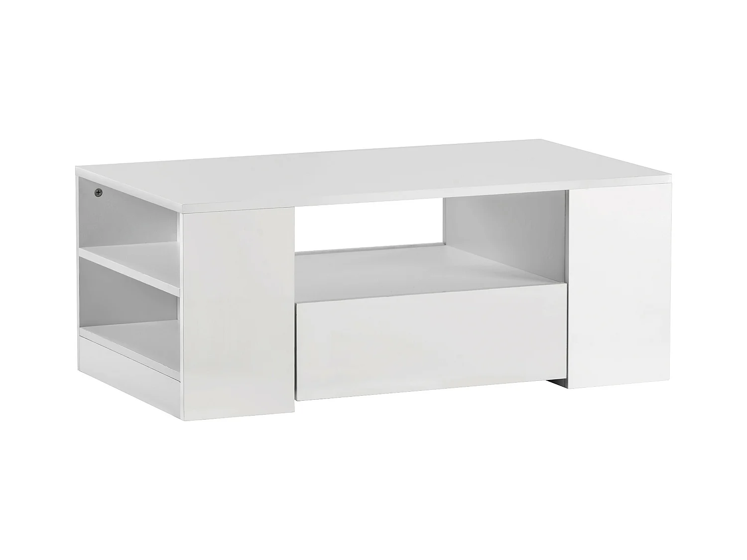 Table basse moderne meubles de salon haute brillance 2 tiroirs et 2 étagères 95 x 53 x 37 cm Duzoith