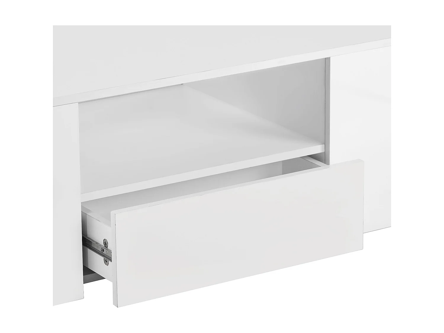 URBAN MEUBLE Table basse moderne meubles de salon haute brillance 2 tiroirs et 2 étagères 95 x 53 x 37 cm