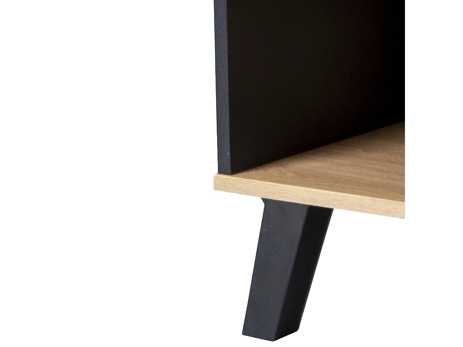 Table basse rectangulaire industriel effet bois et noir rangement 3 cotés 100x60x43cm TRONNEALL