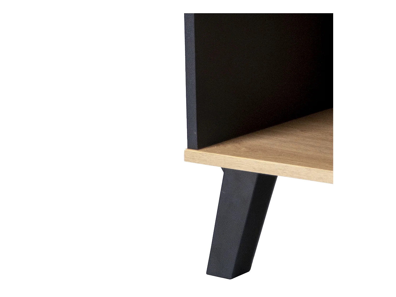 Table basse rectangulaire industriel effet bois et noir rangement 3 cotés 100x60x43cm TRONNEALL