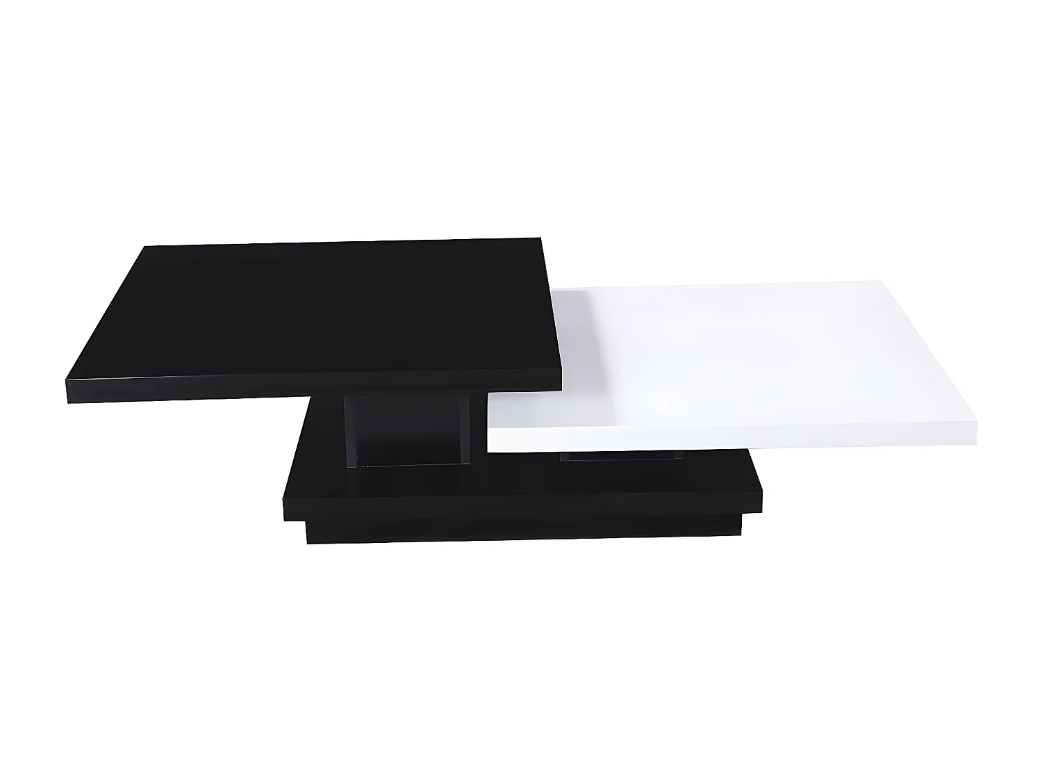 Mesa de centro de design "Zen" em preto e branco - 141,5 x 75 x 30 cm