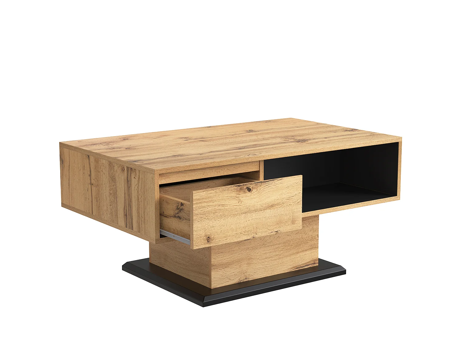 URBAN MEUBLE Table basse grain de bois avec rangement double face et tiroir 100x47x60 EINPHATH