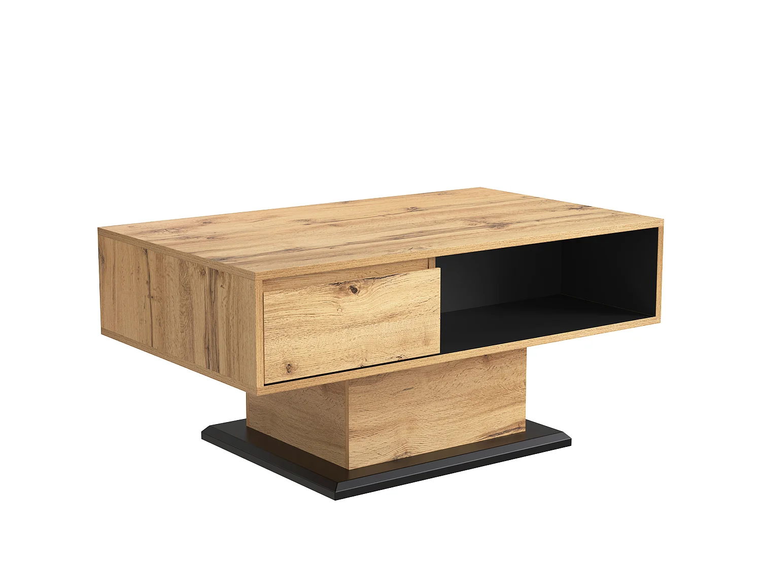 URBAN MEUBLE Table basse grain de bois avec rangement double face et tiroir 100x47x60 EINPHATH