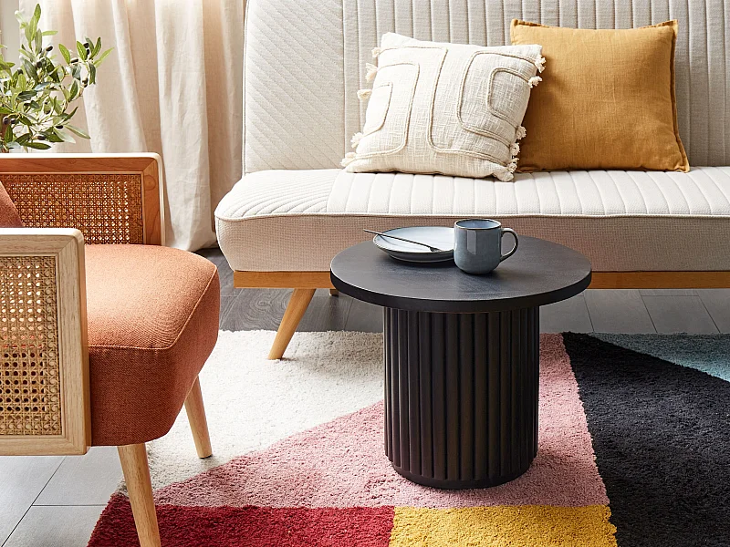 Stolik kawowy LEMONT Drewno mango Czarny