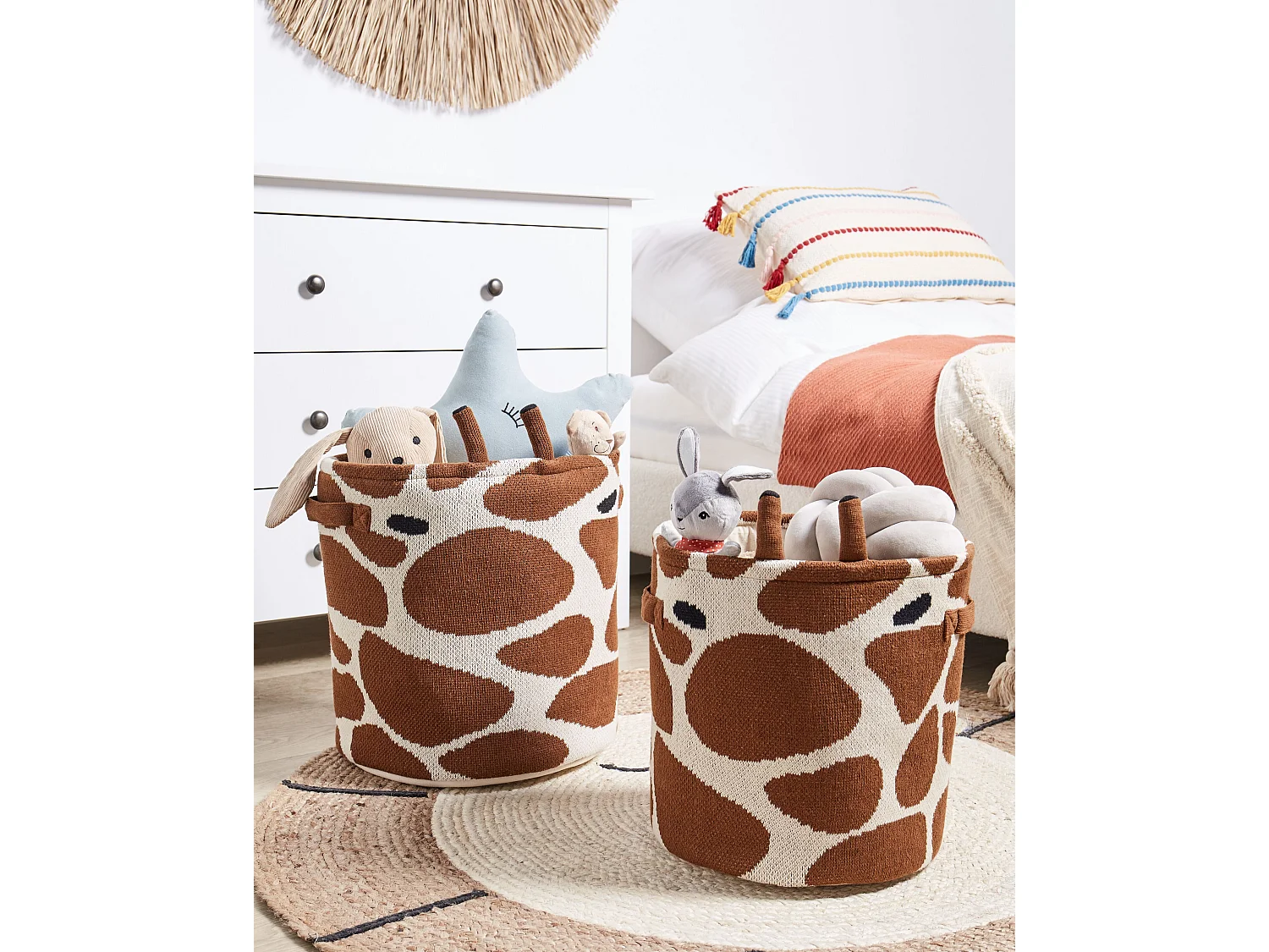 Lot de 2 paniers enfants Girafe POMANG Coton Marron