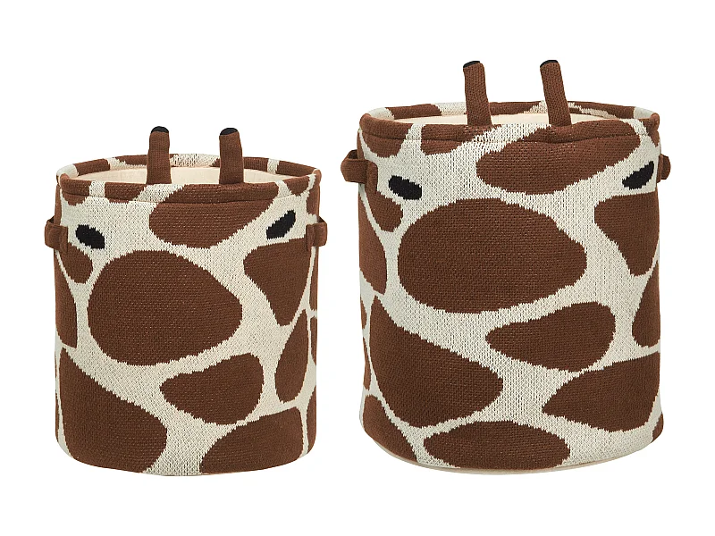 Lot de 2 paniers enfants Girafe POMANG Coton Marron