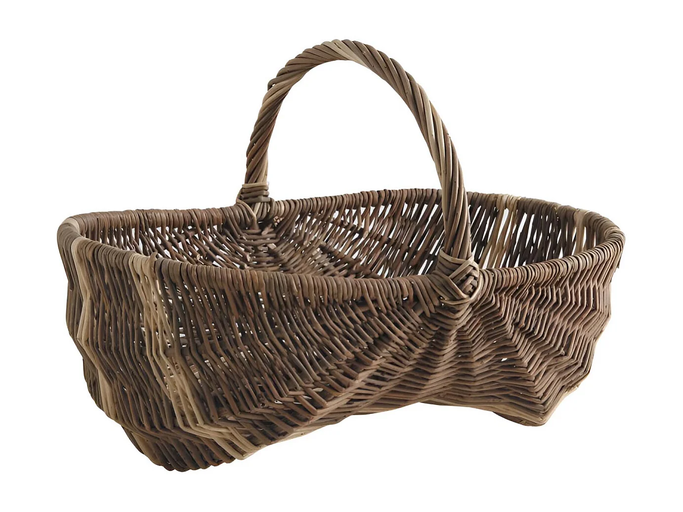 Panier bourguignon en osier brut et blanc 43 x 29 x 14-27 cm