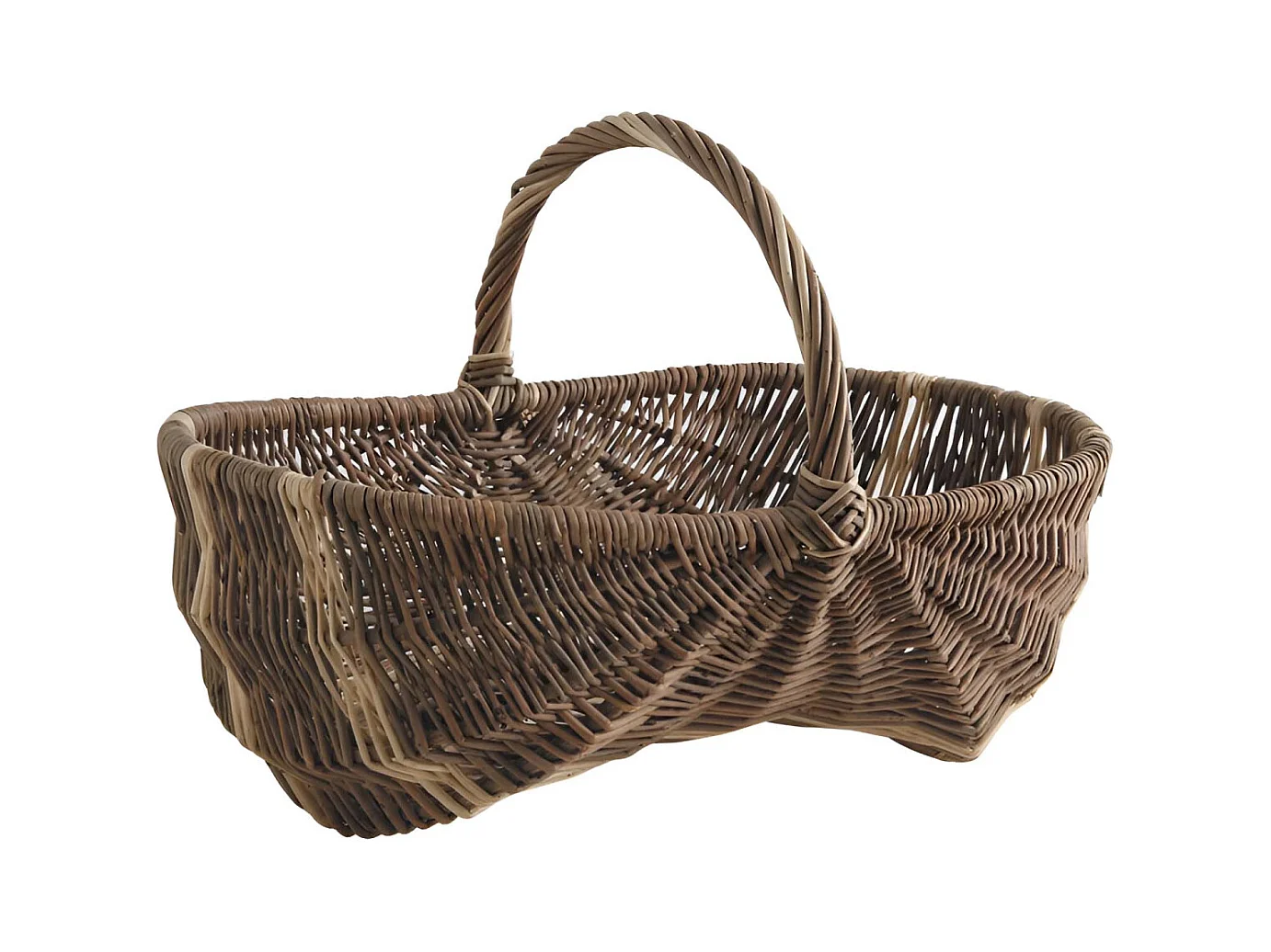Panier bourguignon en osier brut et blanc 43 x 29 x 14-27 cm