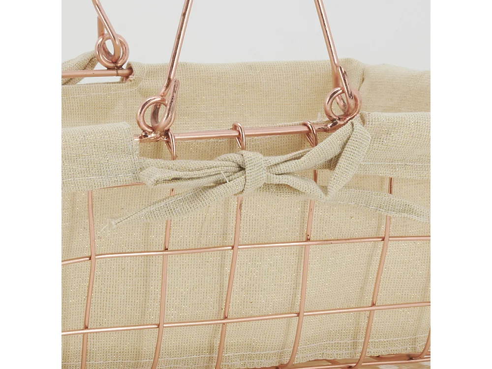 Panier rectangulaire en métal cuivré "Élégance Cuivrée"