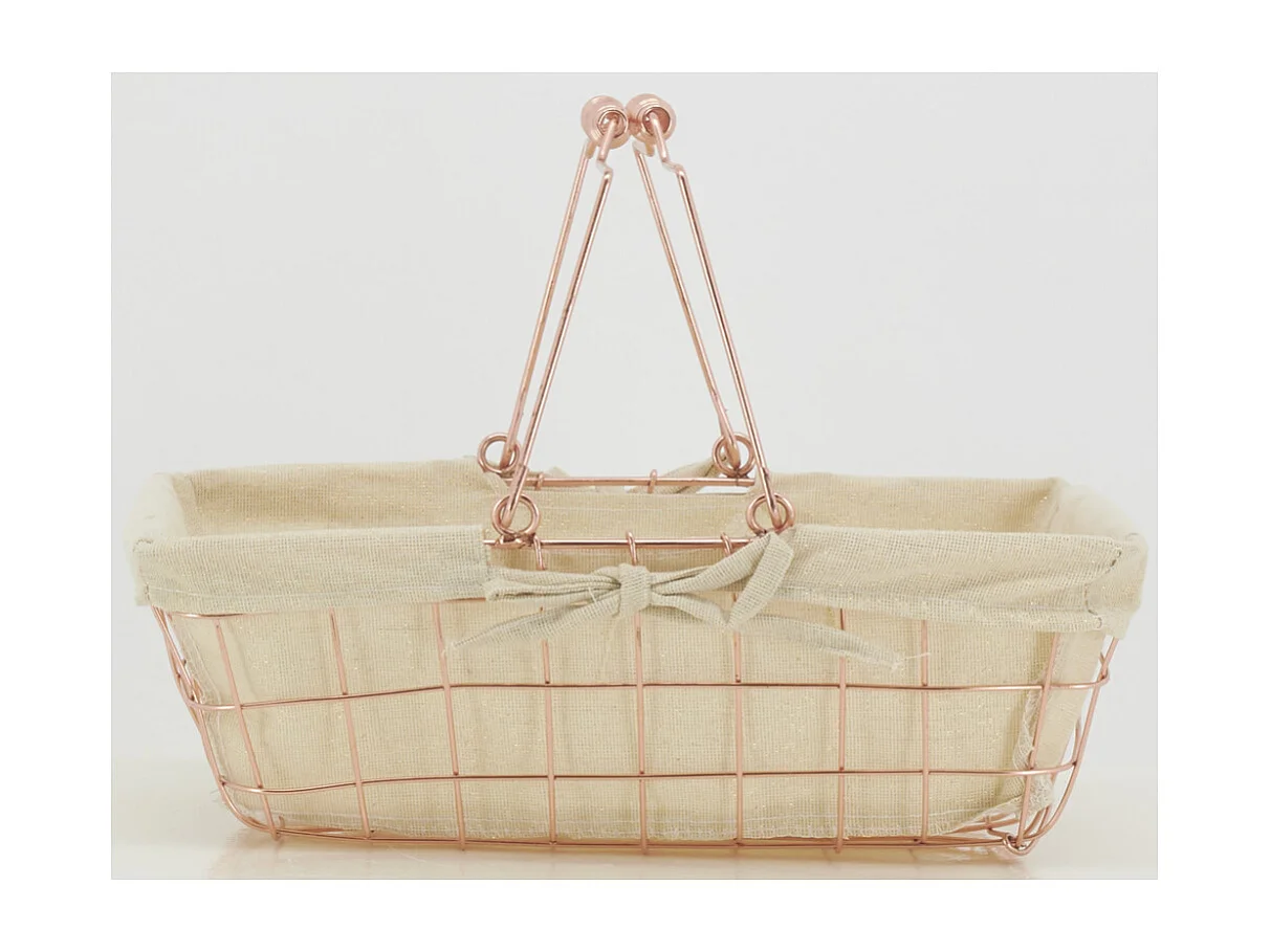 Panier rectangulaire en métal cuivré "Élégance Cuivrée"
