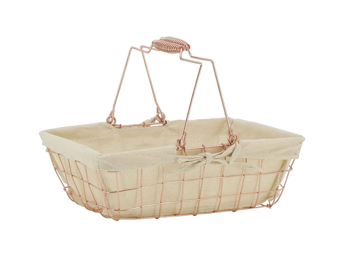 Panier rectangulaire en métal cuivré "Élégance Cuivrée"