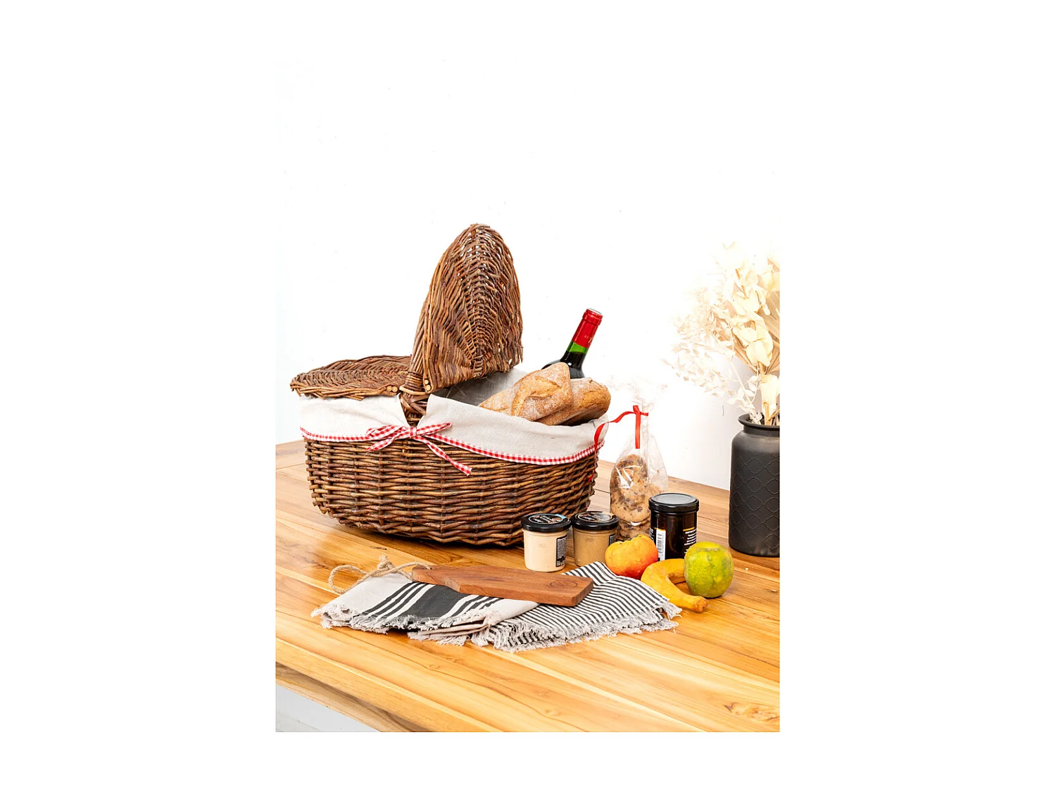 Panier en osier brut "Vintage chic" Panier avec couvercles