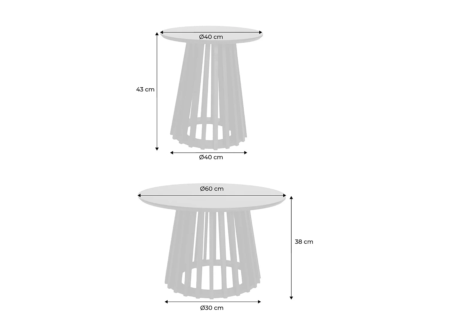 2 tavolini rotondi effetto rovere ø40cm e ø60cm i sweeek
