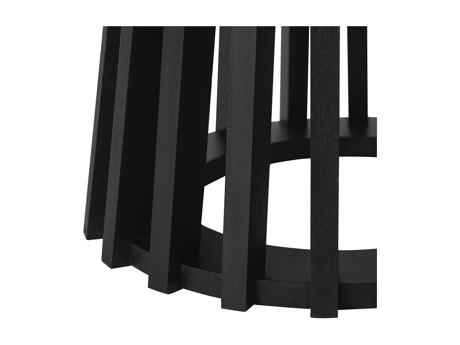 Set de 2 tables basses rondes plateau effet bois noir et pieds en bois de sapin. Ø40cm et Ø60cm