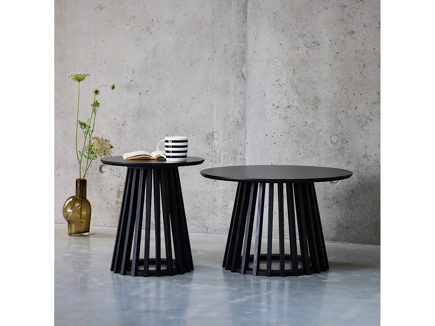 Set di 2 tavolini rotondi neri ø40cm e ø60cm i sweeek