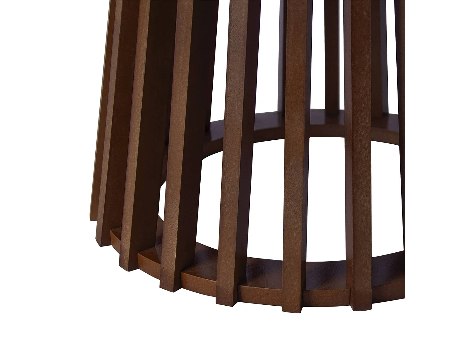 Set de 2 tables basses rondes plateau effet bois noyer et pieds en bois de sapin. Ø40cm et Ø60cm