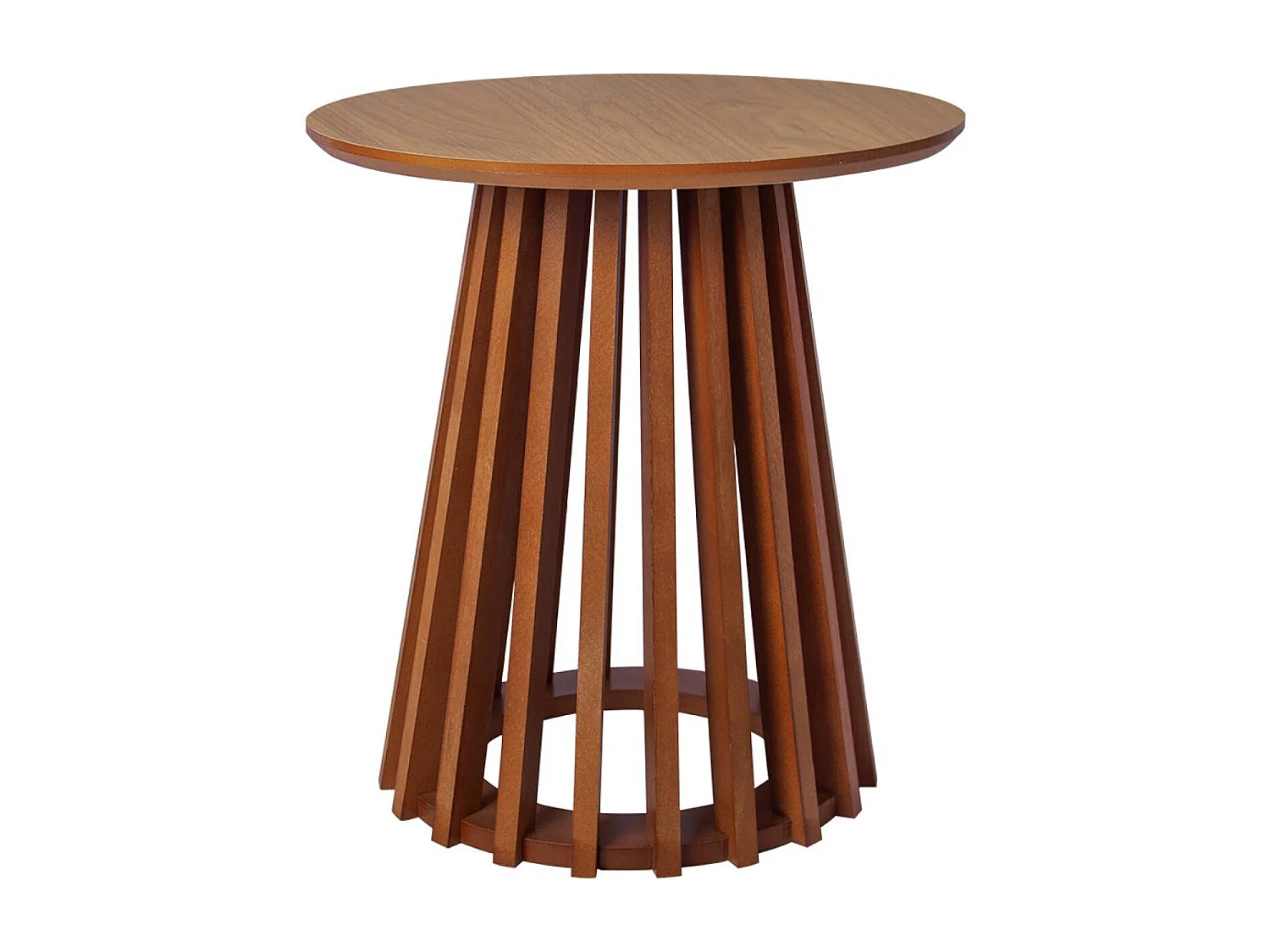 Set de 2 tables basses rondes plateau effet bois noyer et pieds en bois de sapin. Ø40cm et Ø60cm