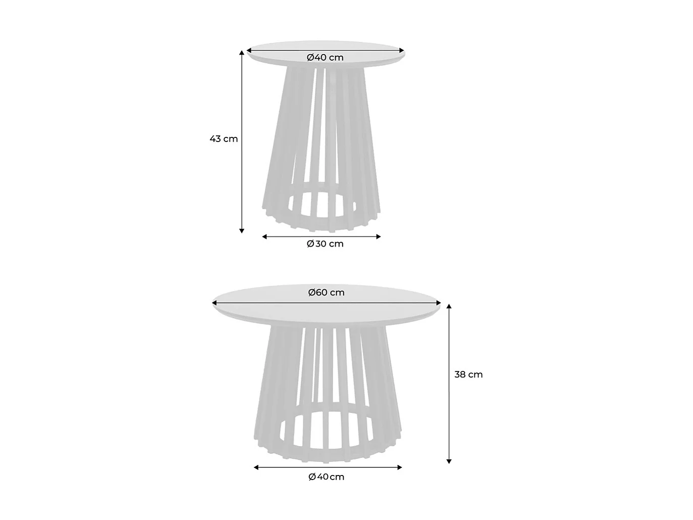 Set di 2 tavolini rotondi in noce ø40cm e ø60cm i sweeek