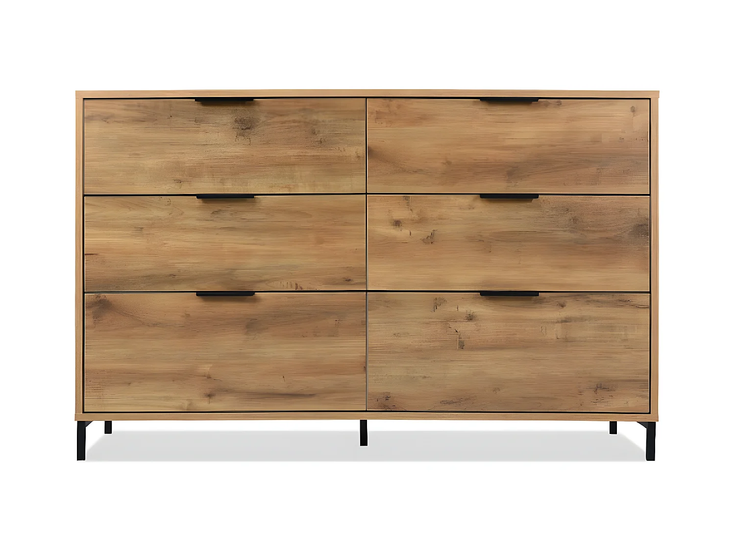 Dressoir met 6 laden, 120 x 40 x 76 cm, donker eiken