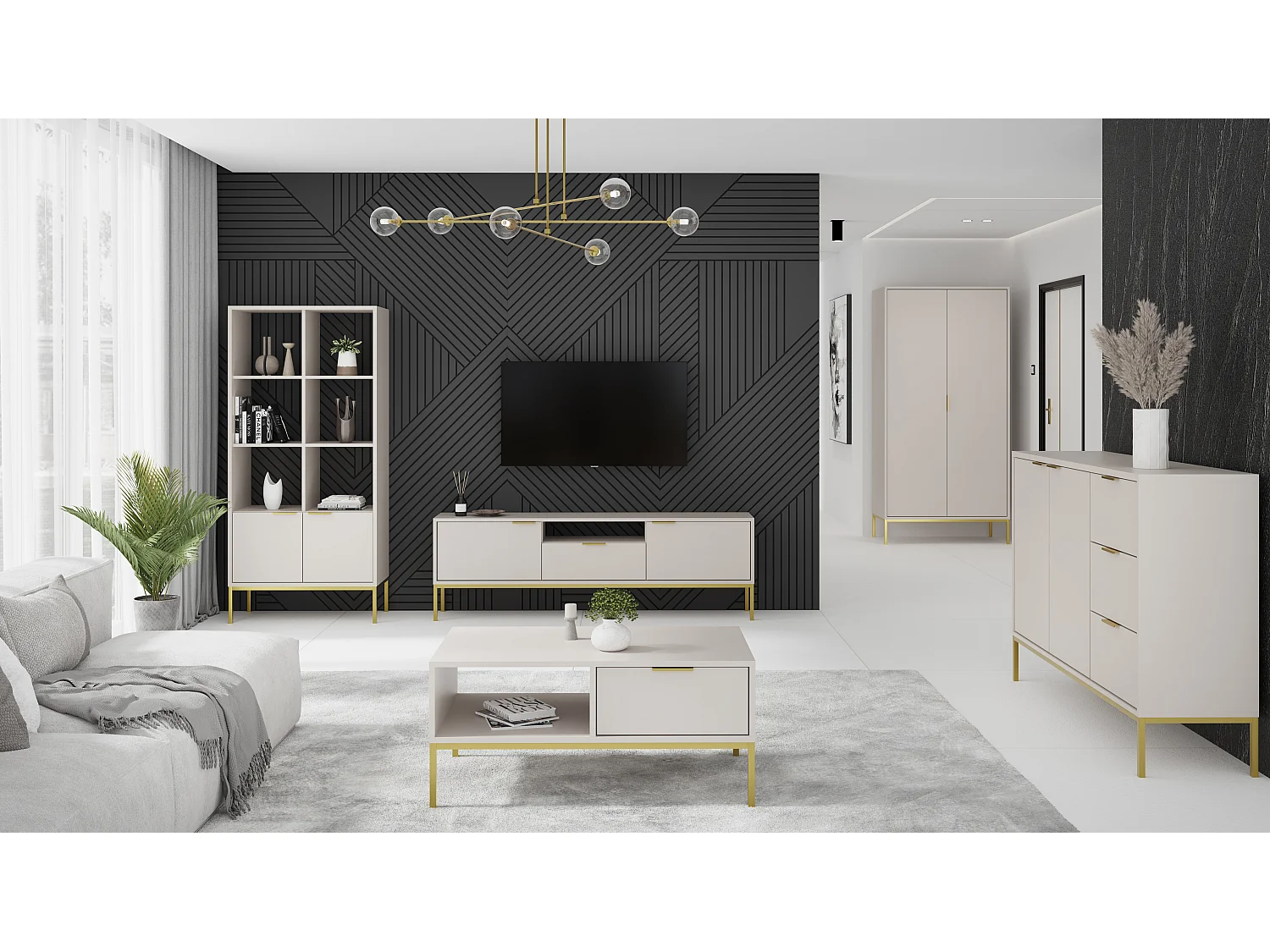 Kristina moderne ladekast 150 cm-Kleur Wit