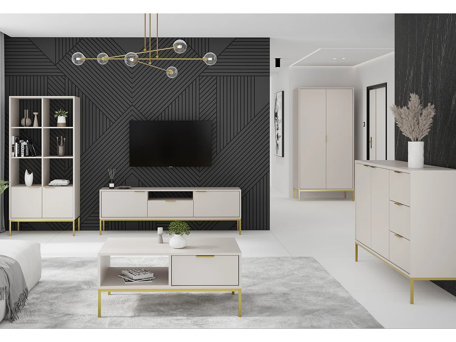 Kristina moderne ladekast 150 cm-Kleur Wit