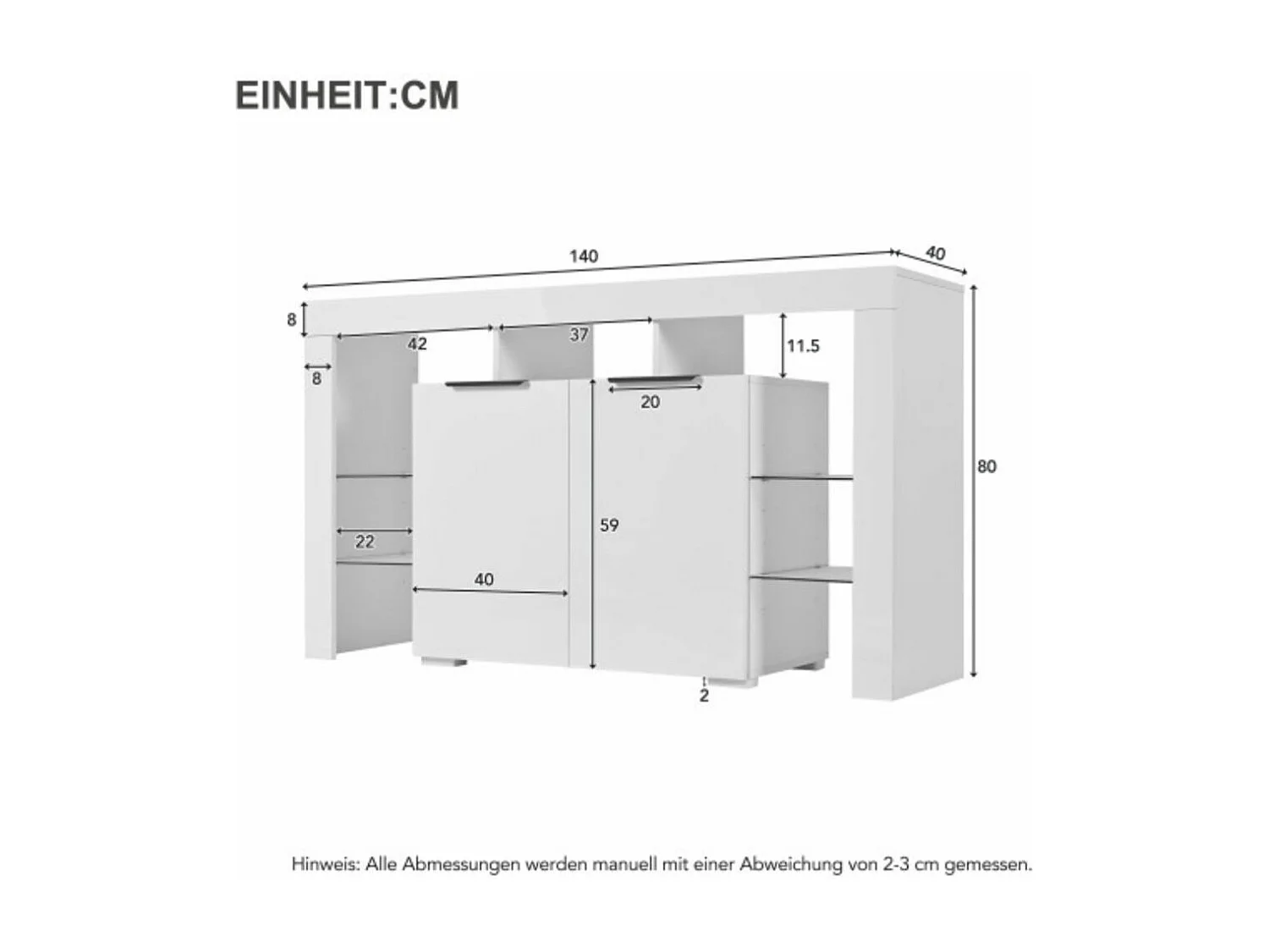 Buffet em laca brilhante com iluminação LED, armário de cozinha, móvel de arrumação
