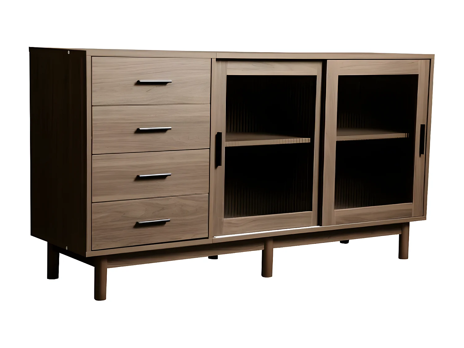 Buffet haut de gamme en panneau de particules de couleur noyer