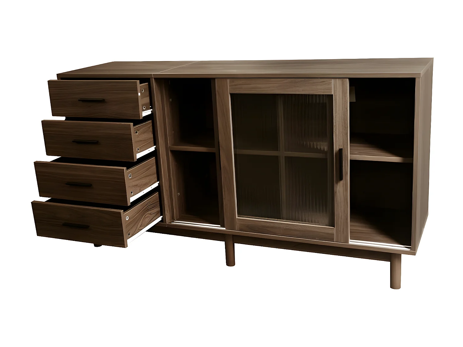 Buffet haut de gamme en panneau de particules de couleur noyer