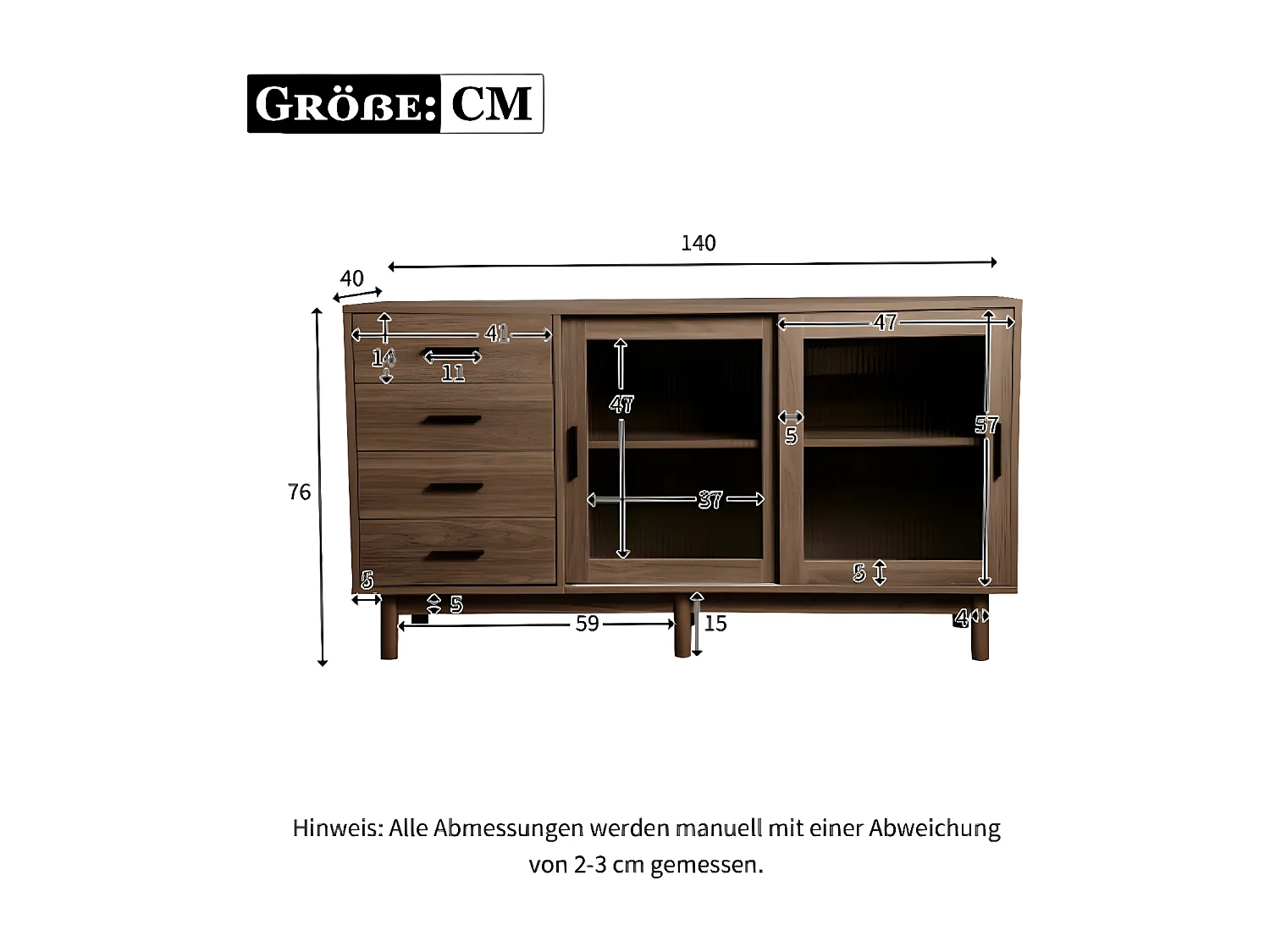 Buffet haut de gamme en panneau de particules de couleur noyer