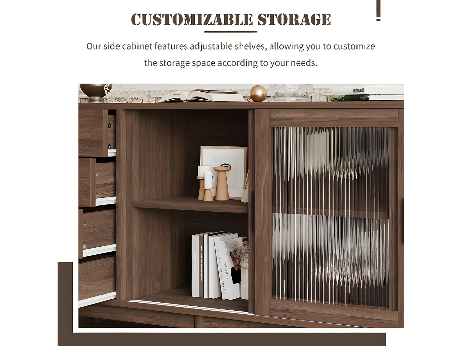 Buffet haut de gamme en panneau de particules de couleur noyer