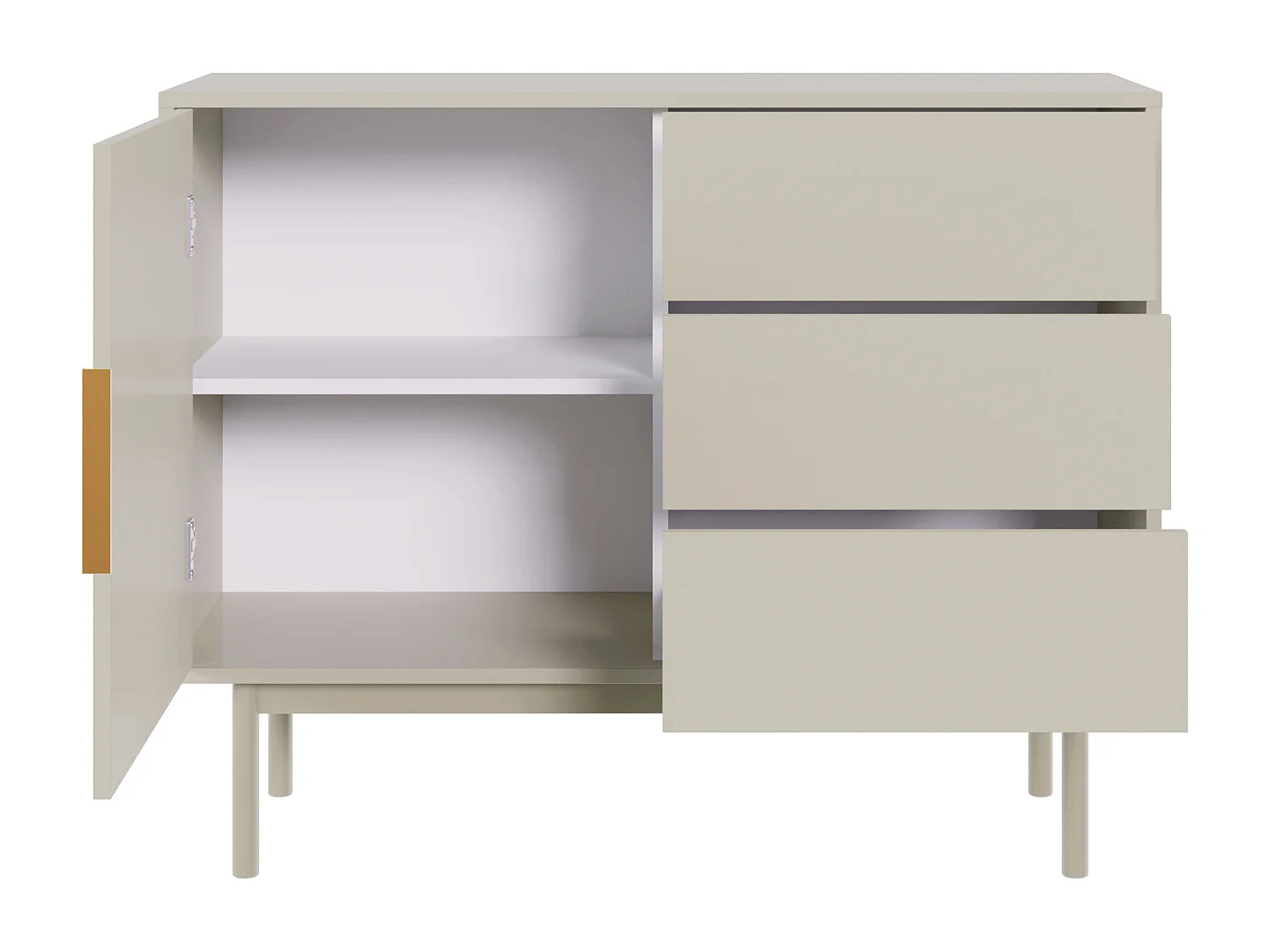 Buffet à une porte - 104 cm - avec trois tiroirs - taupe (gris-beige) - VIVIARO
