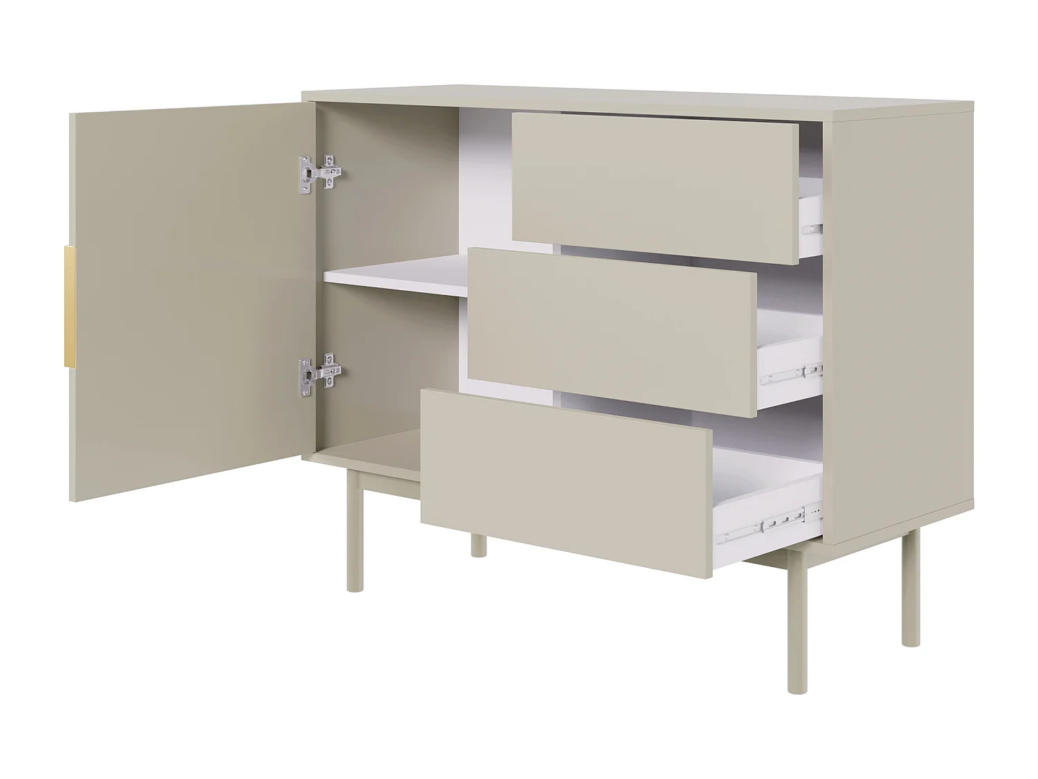 Buffet à une porte - 104 cm - avec trois tiroirs - taupe (gris-beige) - VIVIARO