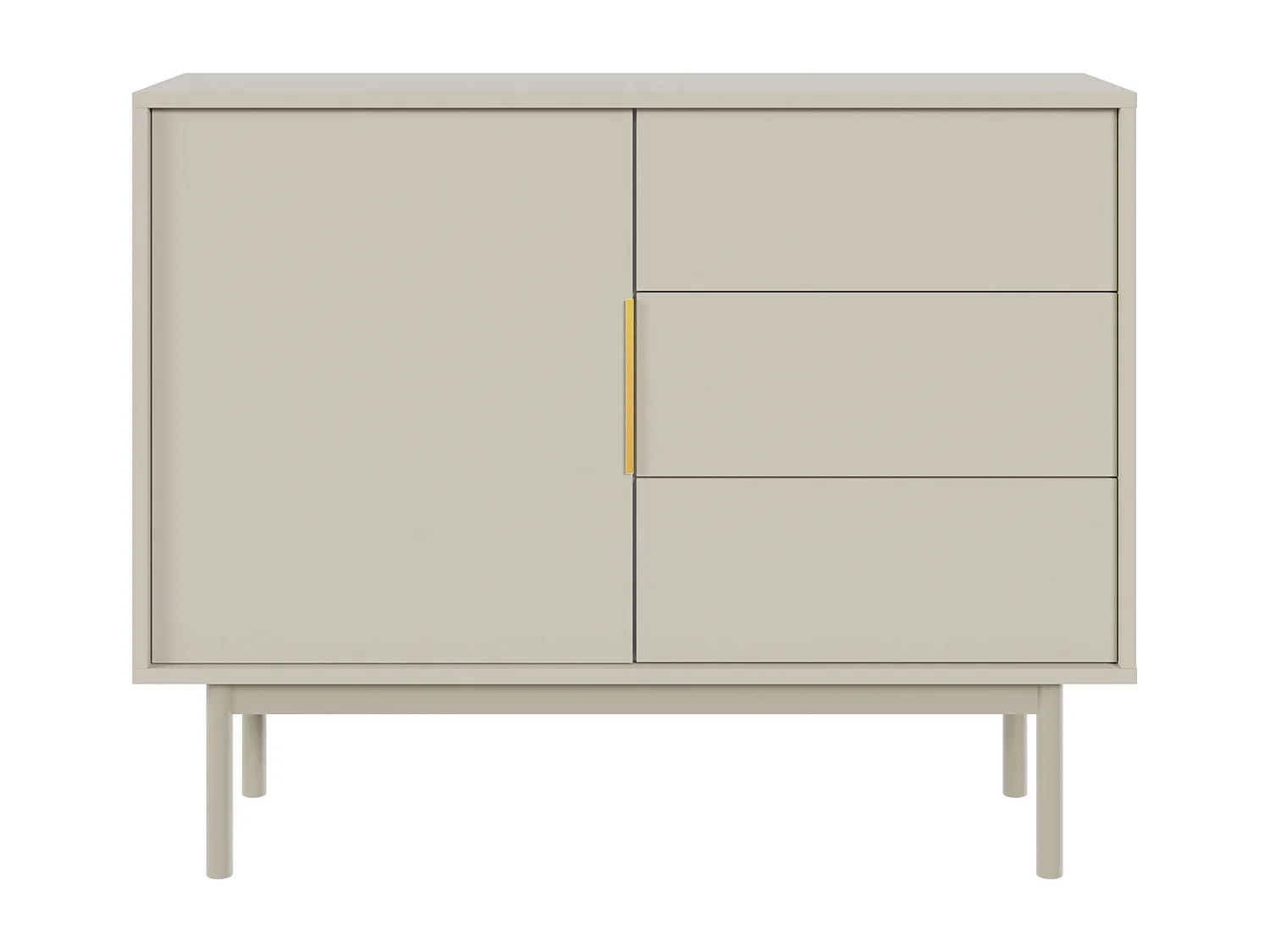 Buffet à une porte - 104 cm - avec trois tiroirs - taupe (gris-beige) - VIVIARO