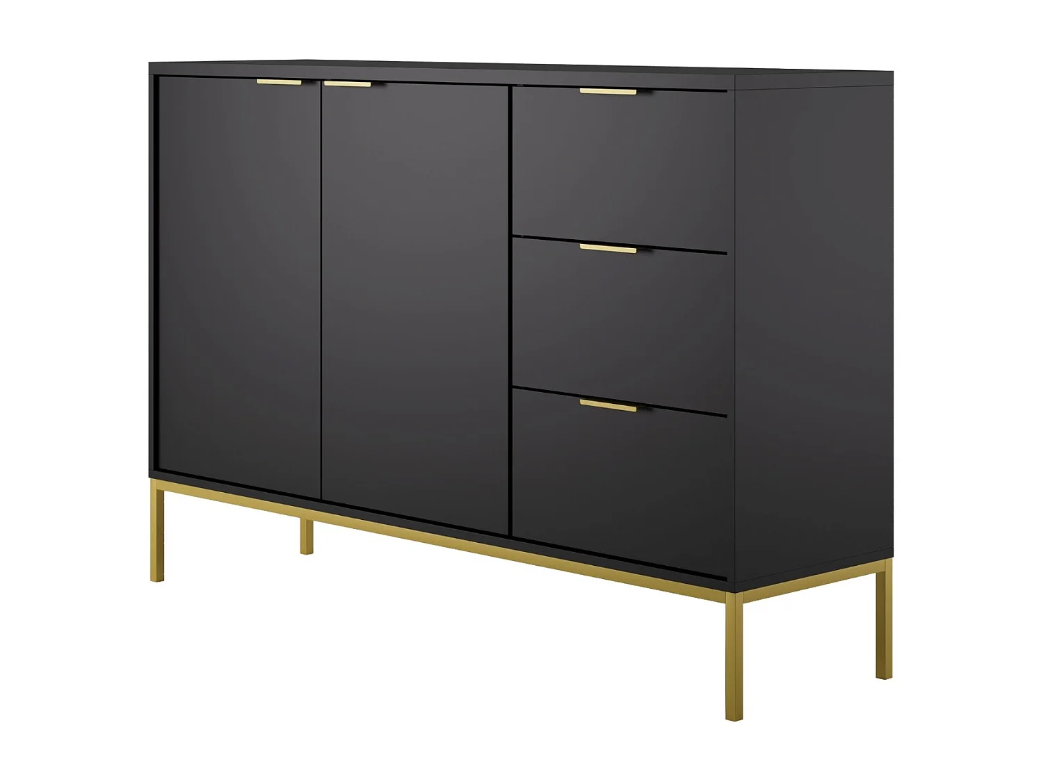 Commode moderne Kristina 150cm-Couleur Noir