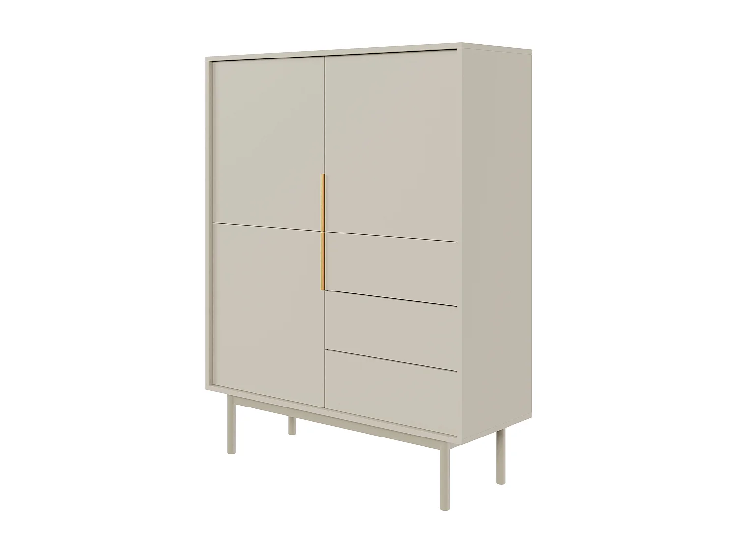 Buffet haut à trois portes - 104 cm - avec trois tiroirs - taupe (gris-beige) - VIVIARO