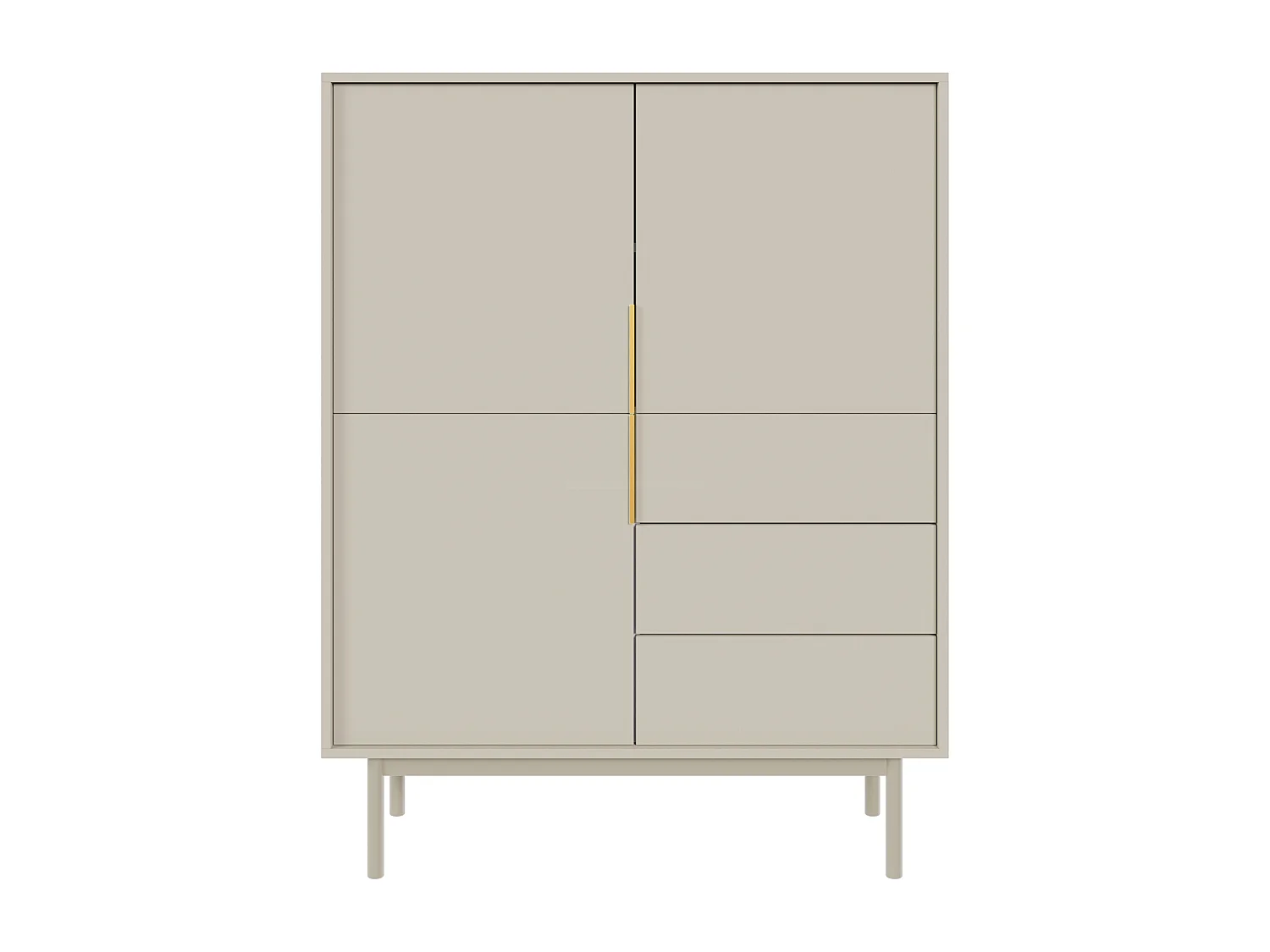 Buffet haut à trois portes - 104 cm - avec trois tiroirs - taupe (gris-beige) - VIVIARO