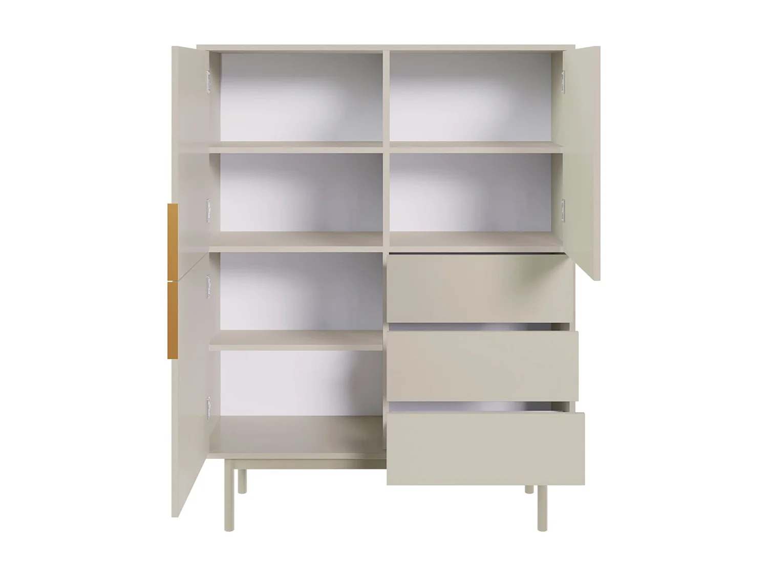 Buffet haut à trois portes - 104 cm - avec trois tiroirs - taupe (gris-beige) - VIVIARO