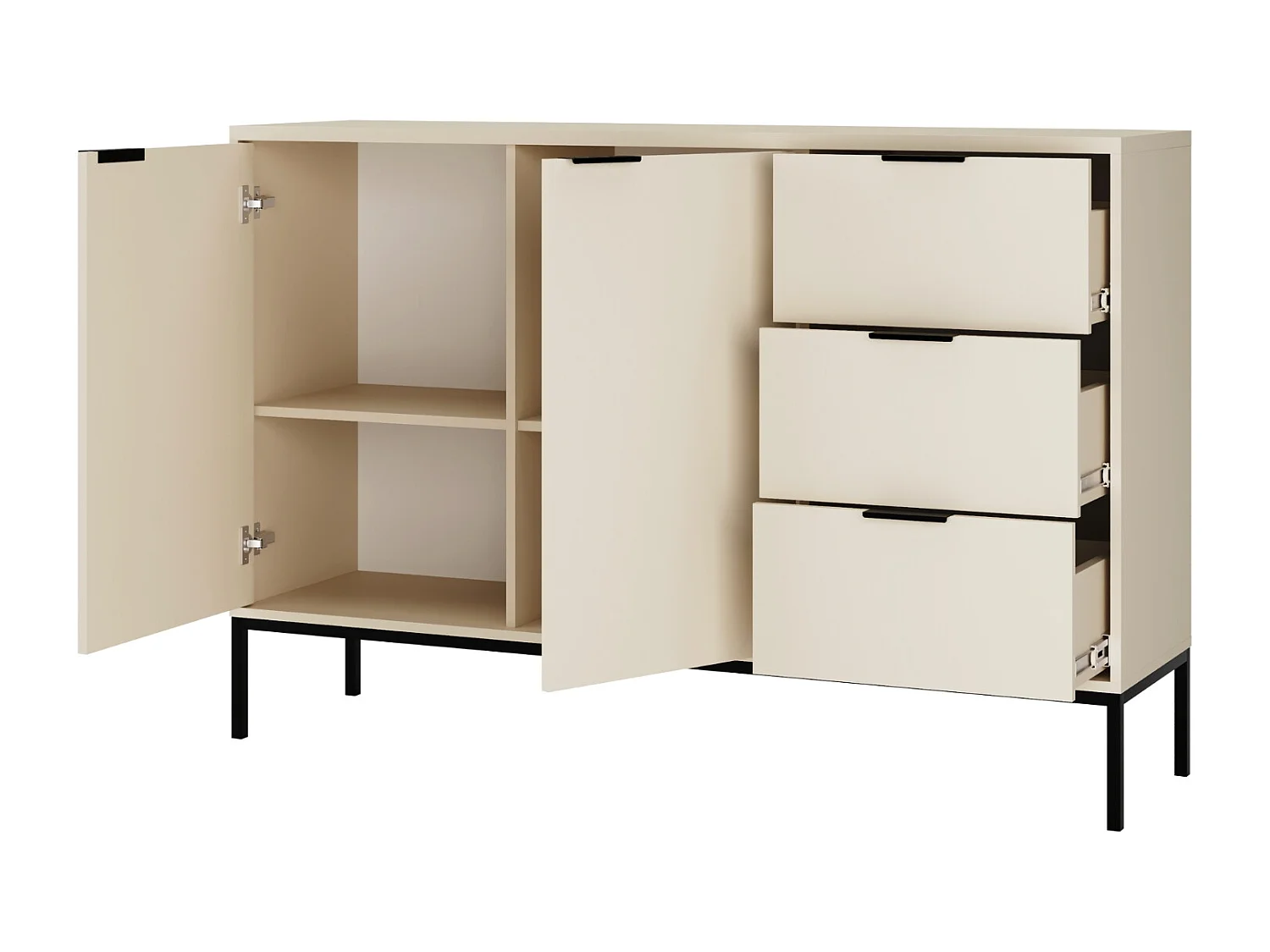 Kristina moderne ladekast 150 cm-Kleur Beige en zwart