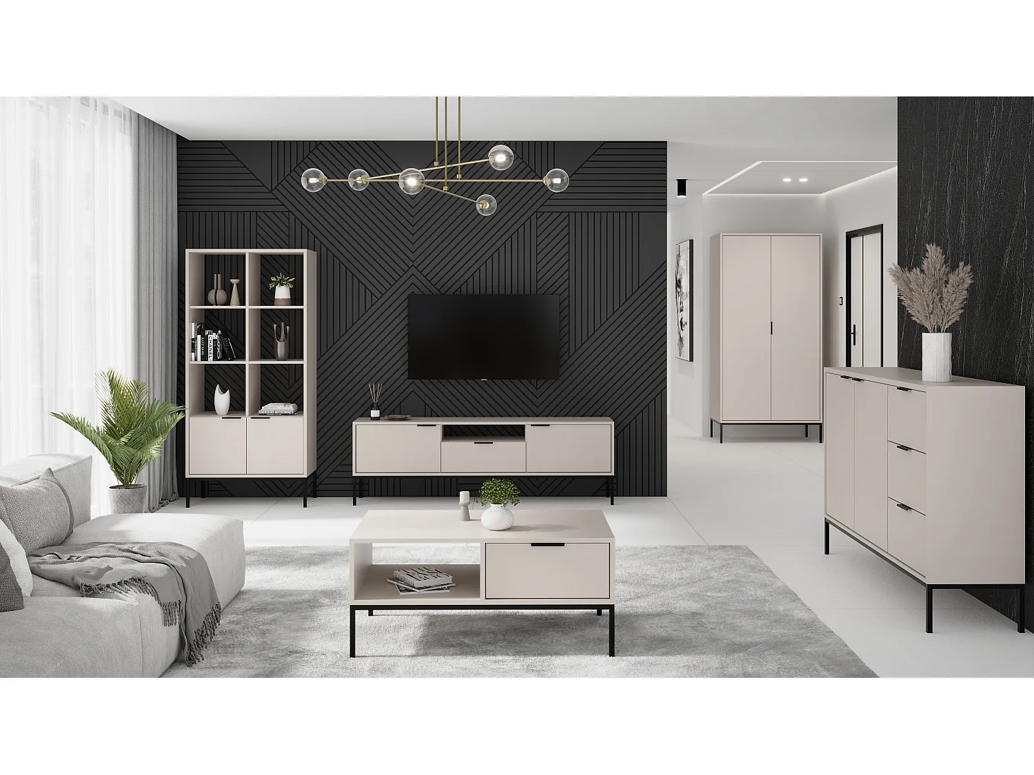 Buffet 2 ante 3 cassetti Seattle cachemire 100,4cm