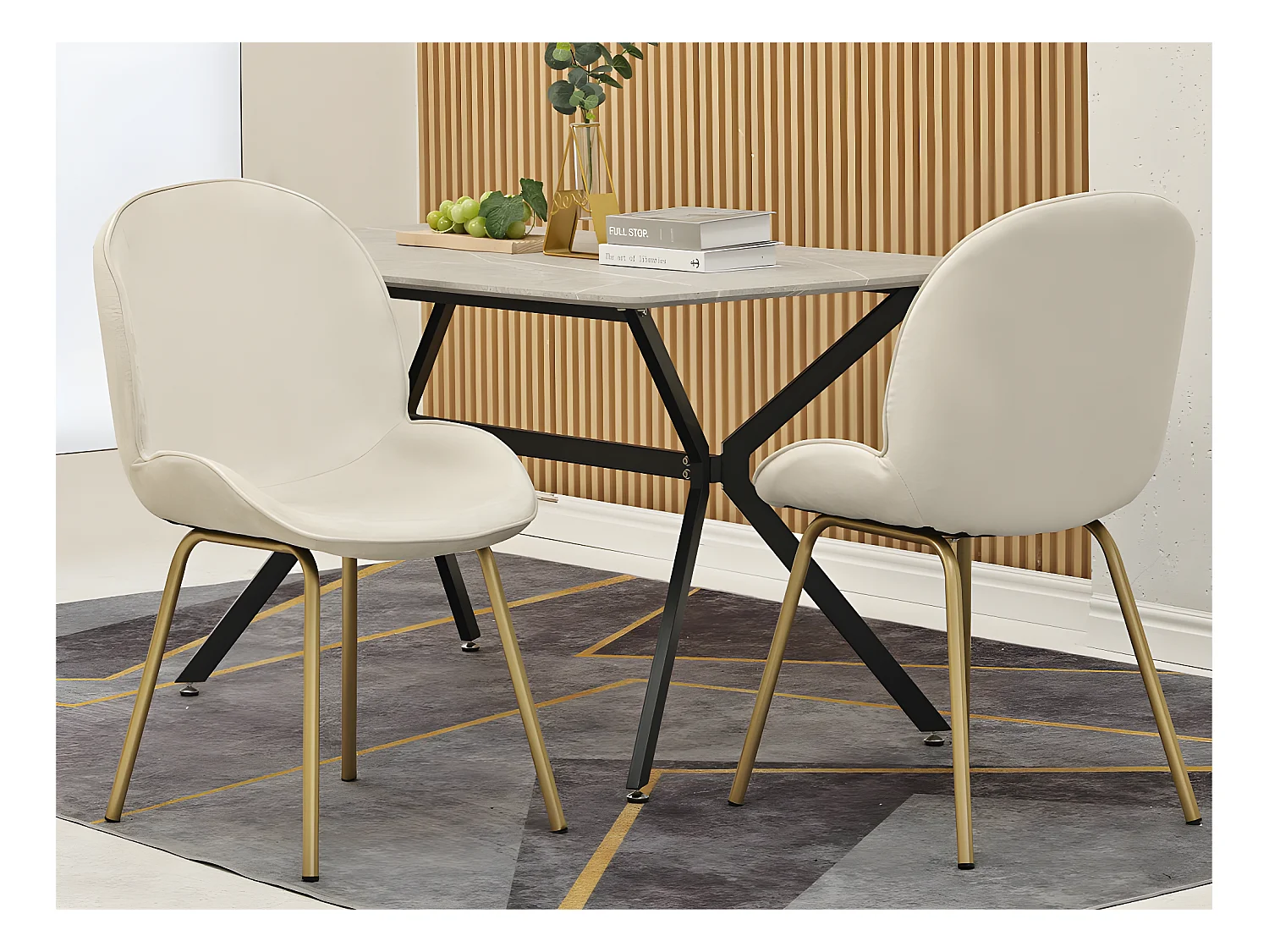 Set van 2 kuipstoelen bekleed met fluweel - metalen structuur - Wit