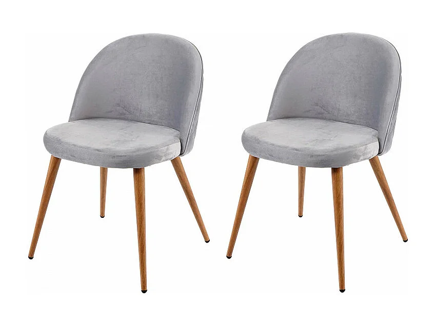 2x chaise de salle à manger HWC-D53, fauteuil, style rétro années 50, en velours - gris clair